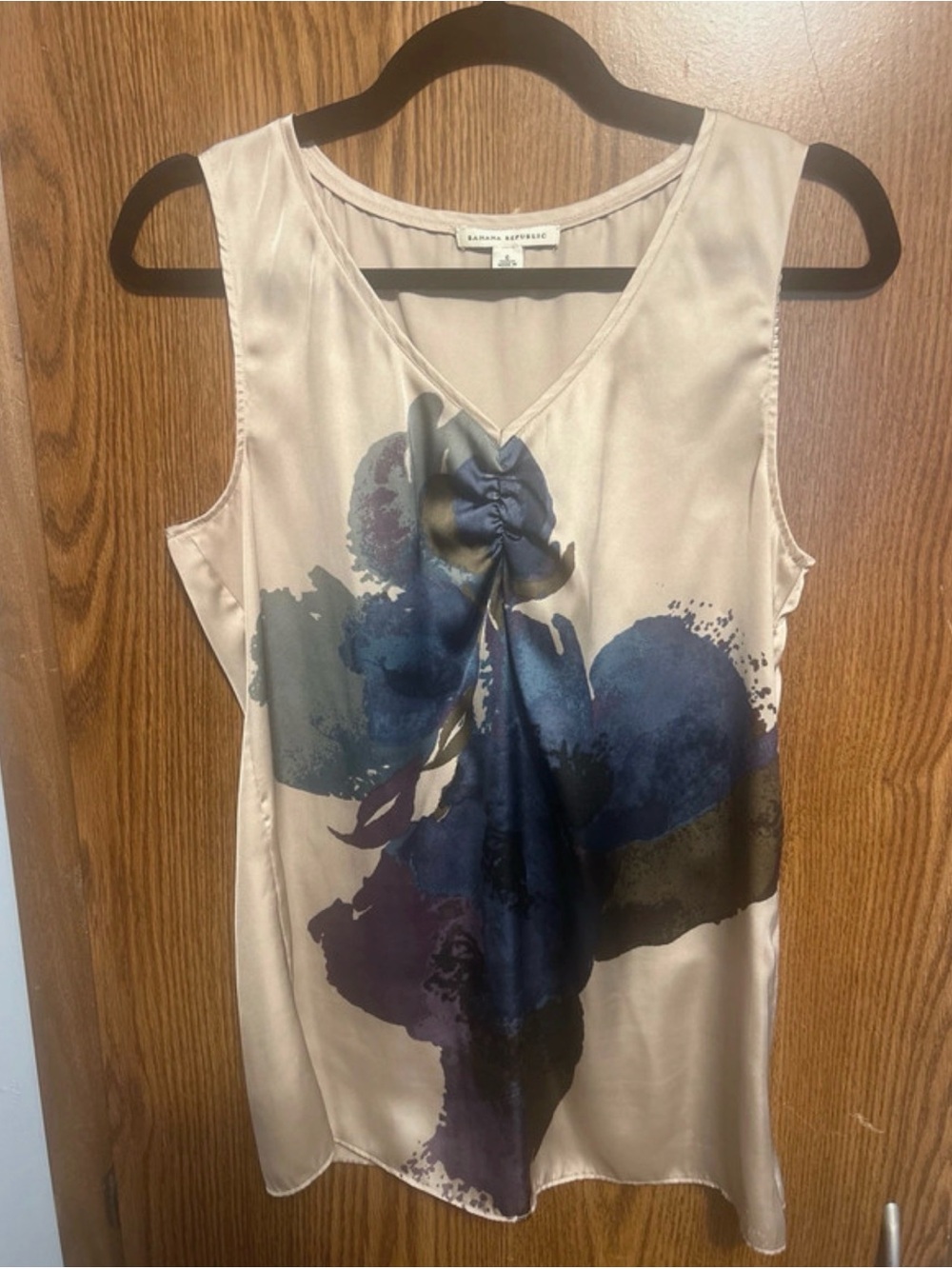 Banana Republic Satin Shell Blouse watercolor print sz 6